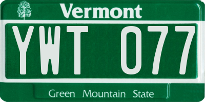 VT license plate YWT077