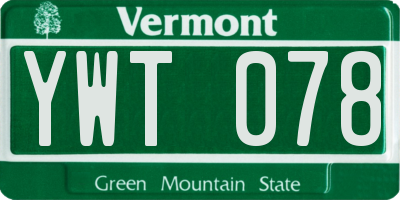 VT license plate YWT078