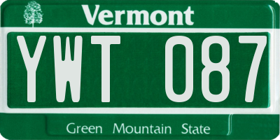 VT license plate YWT087