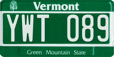 VT license plate YWT089