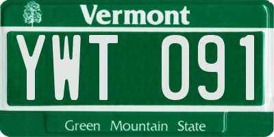 VT license plate YWT091