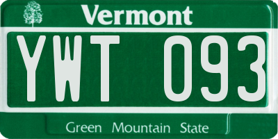 VT license plate YWT093