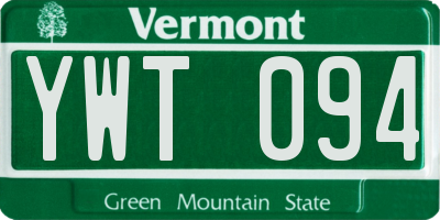 VT license plate YWT094