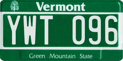 VT license plate YWT096