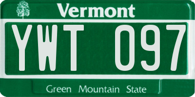 VT license plate YWT097
