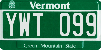 VT license plate YWT099