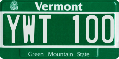 VT license plate YWT100
