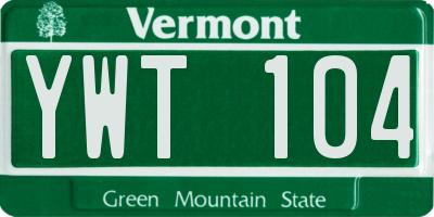 VT license plate YWT104