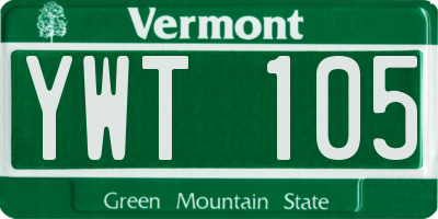VT license plate YWT105