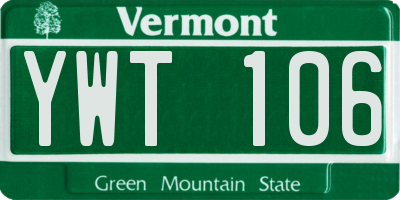 VT license plate YWT106