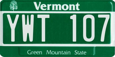 VT license plate YWT107