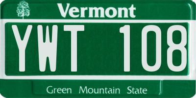 VT license plate YWT108