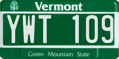 VT license plate YWT109