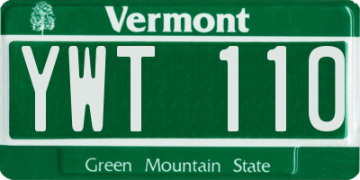 VT license plate YWT110