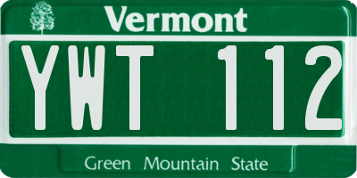 VT license plate YWT112