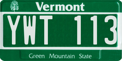 VT license plate YWT113