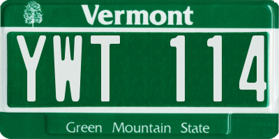 VT license plate YWT114