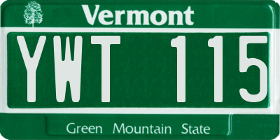 VT license plate YWT115