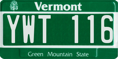 VT license plate YWT116
