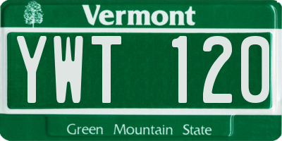 VT license plate YWT120
