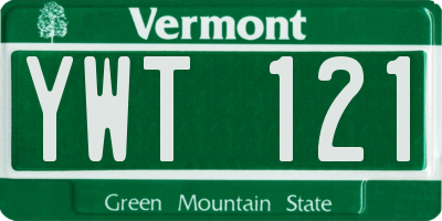 VT license plate YWT121