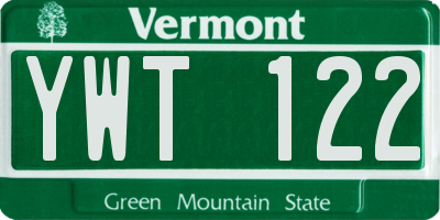 VT license plate YWT122