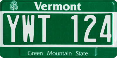 VT license plate YWT124