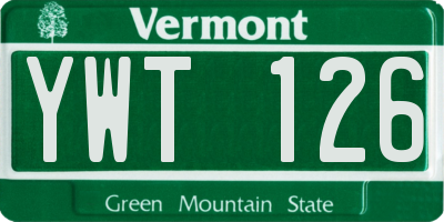 VT license plate YWT126
