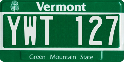 VT license plate YWT127