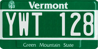 VT license plate YWT128
