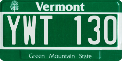 VT license plate YWT130
