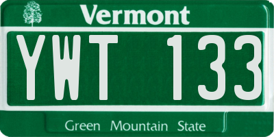 VT license plate YWT133