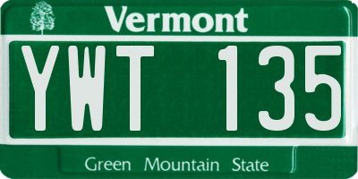 VT license plate YWT135