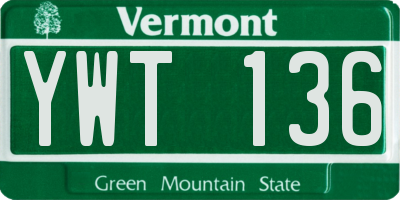 VT license plate YWT136