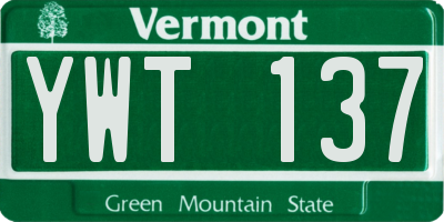 VT license plate YWT137