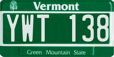 VT license plate YWT138