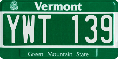 VT license plate YWT139