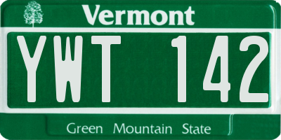 VT license plate YWT142