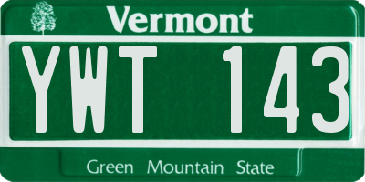 VT license plate YWT143