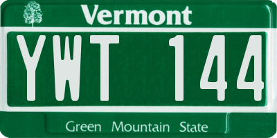 VT license plate YWT144