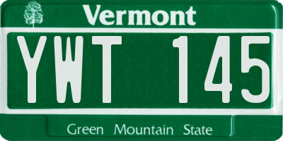 VT license plate YWT145