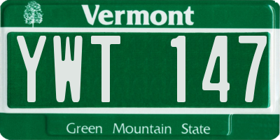 VT license plate YWT147
