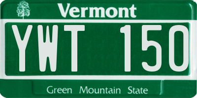 VT license plate YWT150