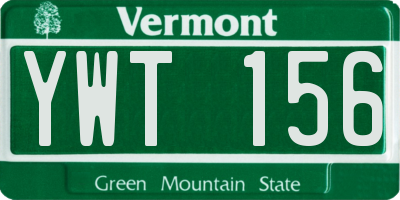 VT license plate YWT156
