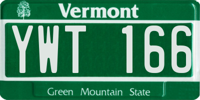 VT license plate YWT166
