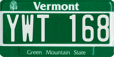 VT license plate YWT168