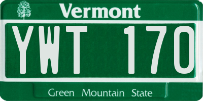 VT license plate YWT170