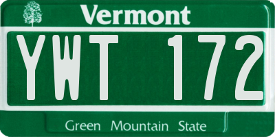 VT license plate YWT172