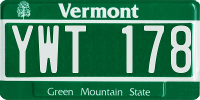 VT license plate YWT178