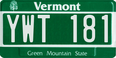 VT license plate YWT181